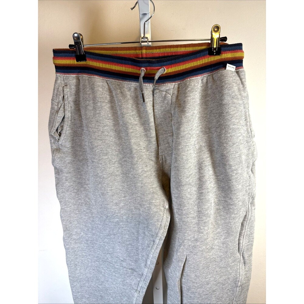 Paul Smith Jogger Pants Men Gray Size Large Waistband Rainbow Stripe London Vtg
